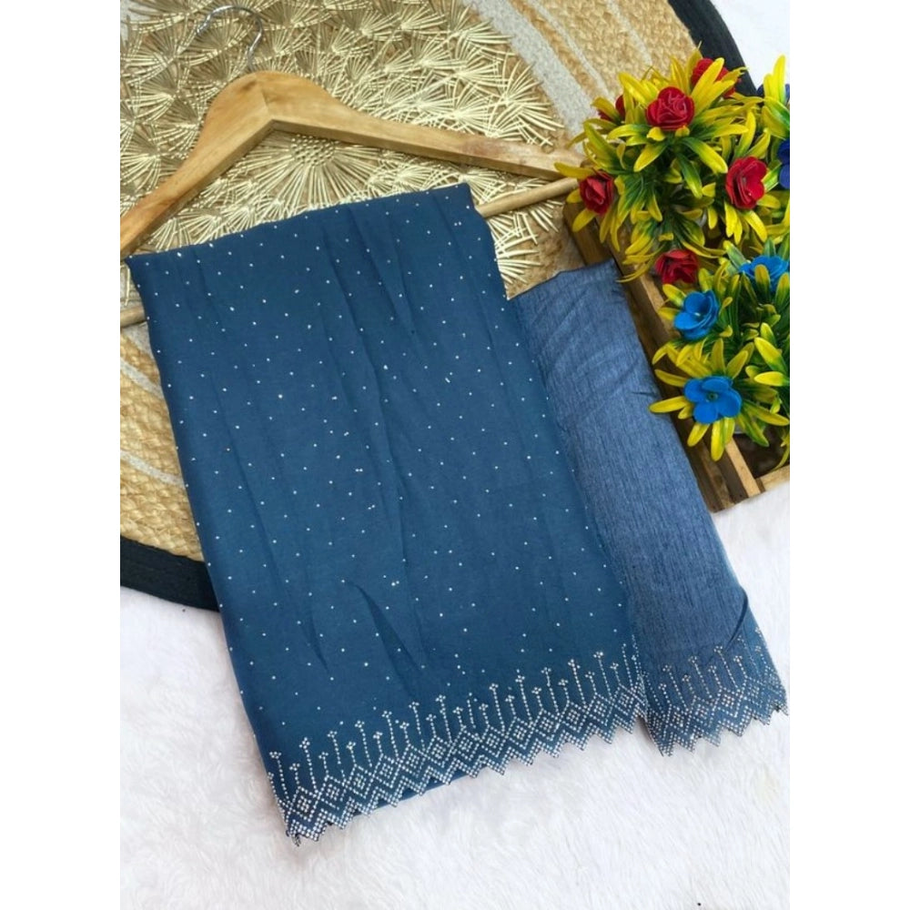 Women'S Georgette Stone Work Saree With Unstitched Blouse 5.5M