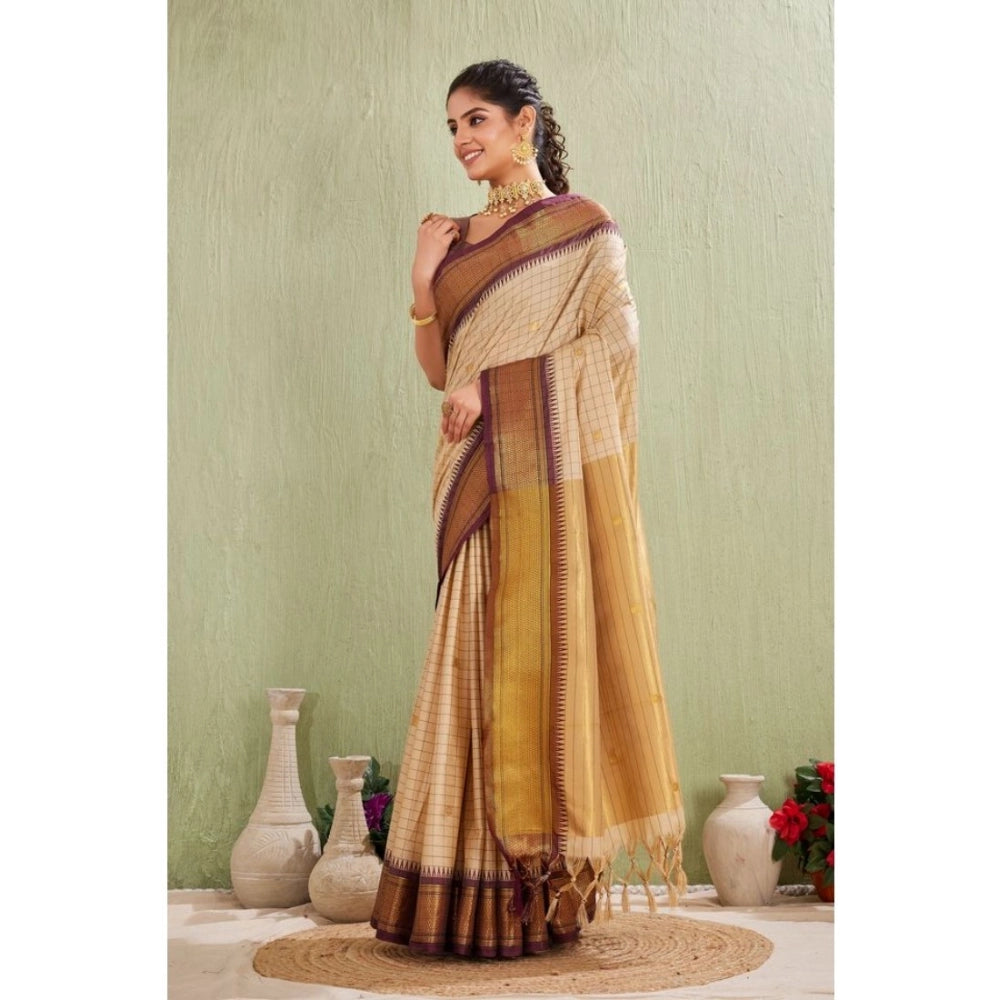 Women'S Silk Blended Jaquard Woven Saree With Unstitched Blous