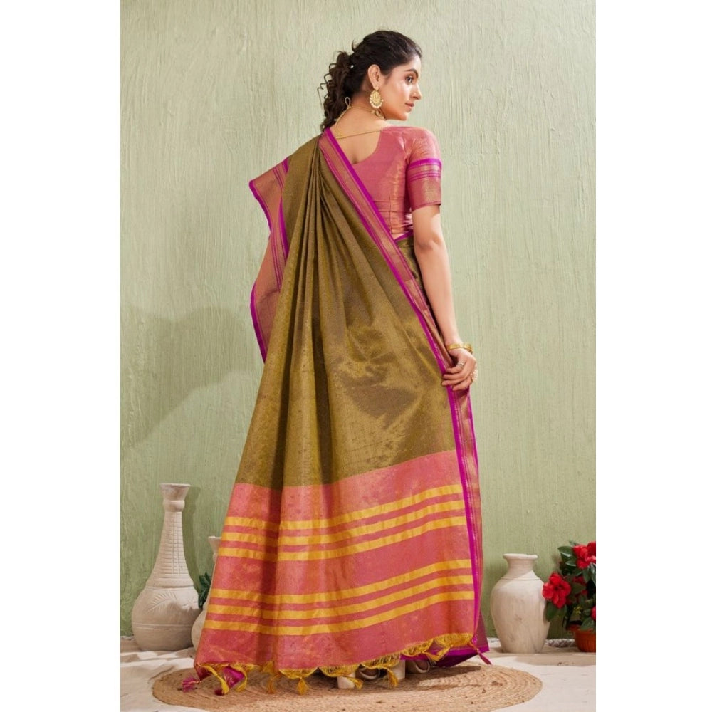 Women'S Silk Blended Jaquard Woven Saree With Unstitched Blous