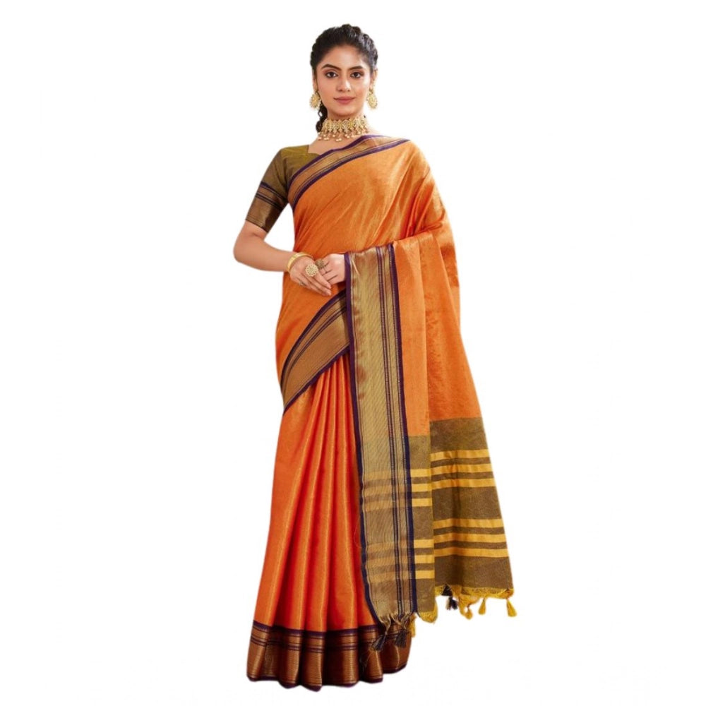 Women'S Silk Blended Jaquard Woven Saree With Unstitched Blous