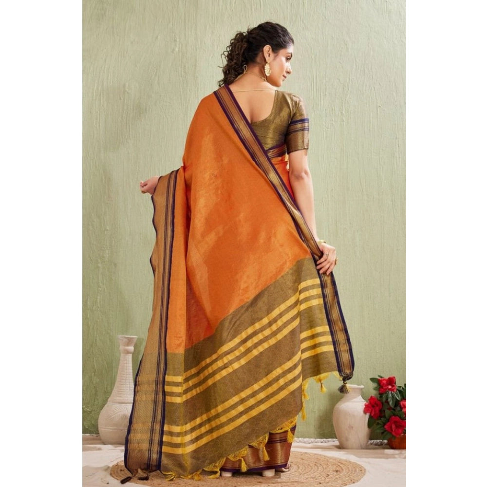Women'S Silk Blended Jaquard Woven Saree With Unstitched Blous