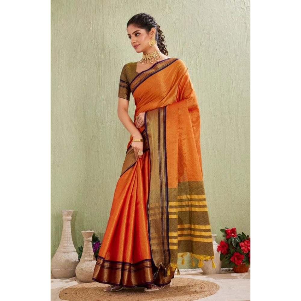 Women'S Silk Blended Jaquard Woven Saree With Unstitched Blous