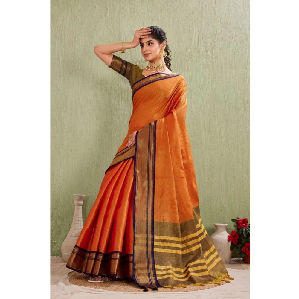 Women'S Silk Blended Jaquard Woven Saree With Unstitched Blous