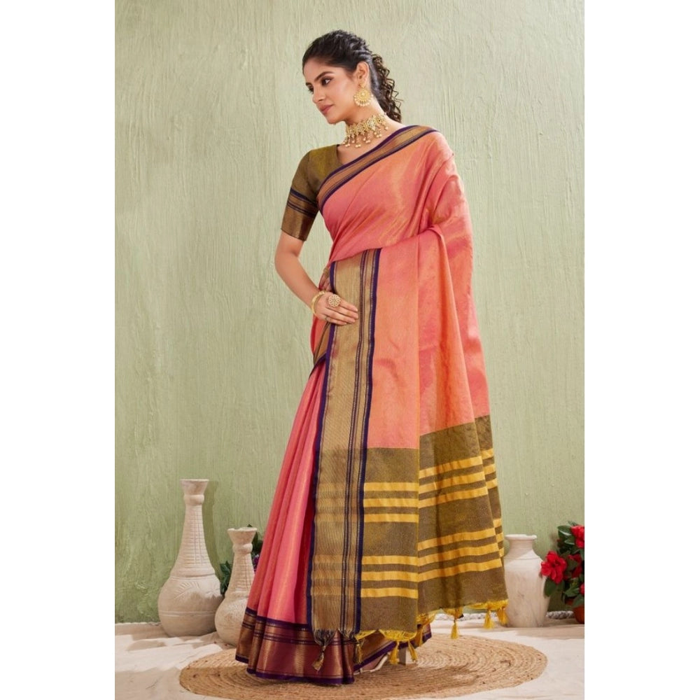 Women'S Silk Blended Jaquard Woven Saree With Unstitched Blous