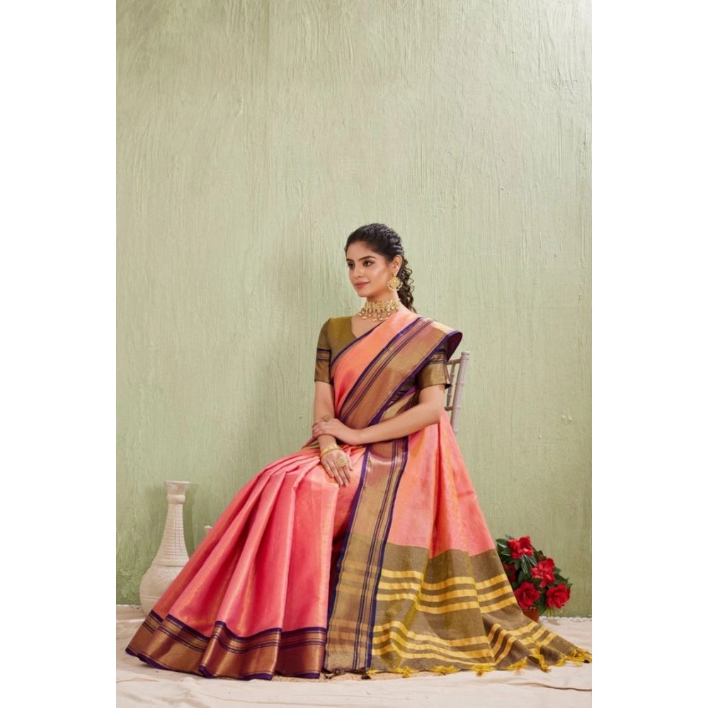 Women'S Silk Blended Jaquard Woven Saree With Unstitched Blous