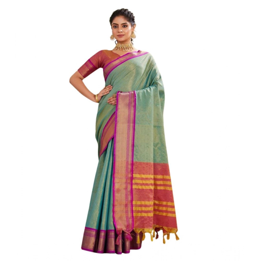 Women'S Silk Blended Jaquard Woven Saree With Unstitched Blous