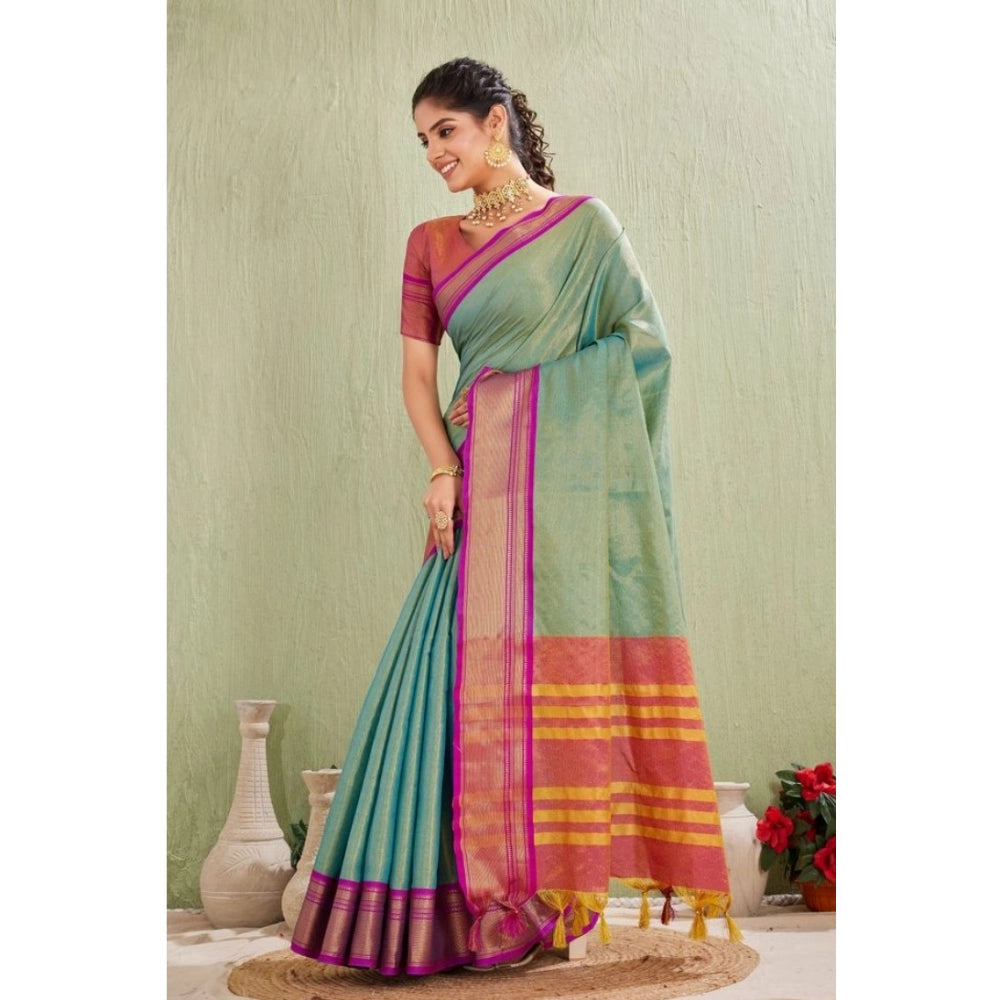 Women'S Silk Blended Jaquard Woven Saree With Unstitched Blous