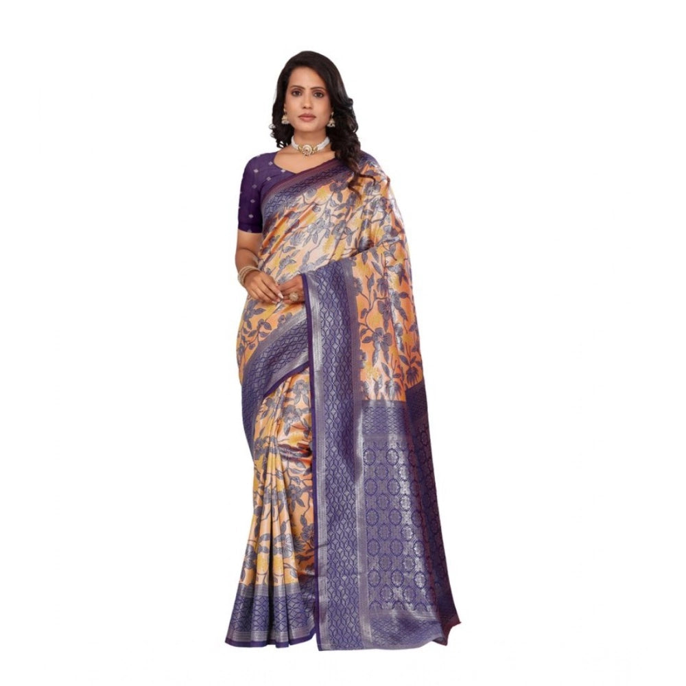 Women'S Banarasi Silk Jaquard Woven Saree With Unstitched Blou