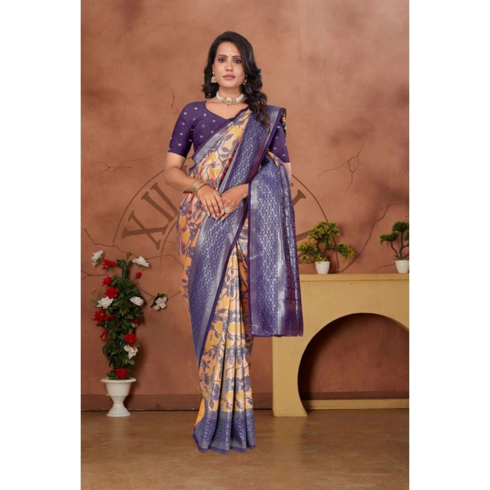 Women'S Banarasi Silk Jaquard Woven Saree With Unstitched Blou