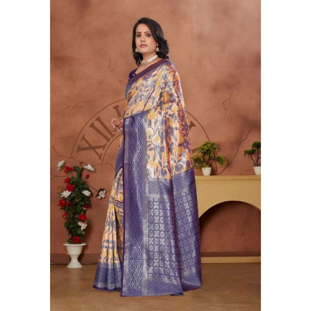 Women'S Banarasi Silk Jaquard Woven Saree With Unstitched Blou