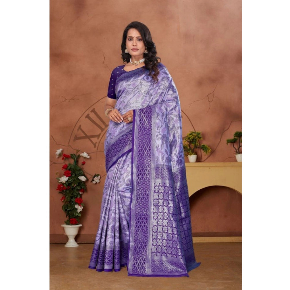Women'S Banarasi Silk Jaquard Woven Saree With Unstitched Blou