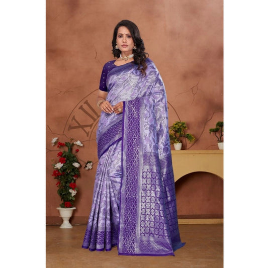 Women'S Banarasi Silk Jaquard Woven Saree With Unstitched Blou