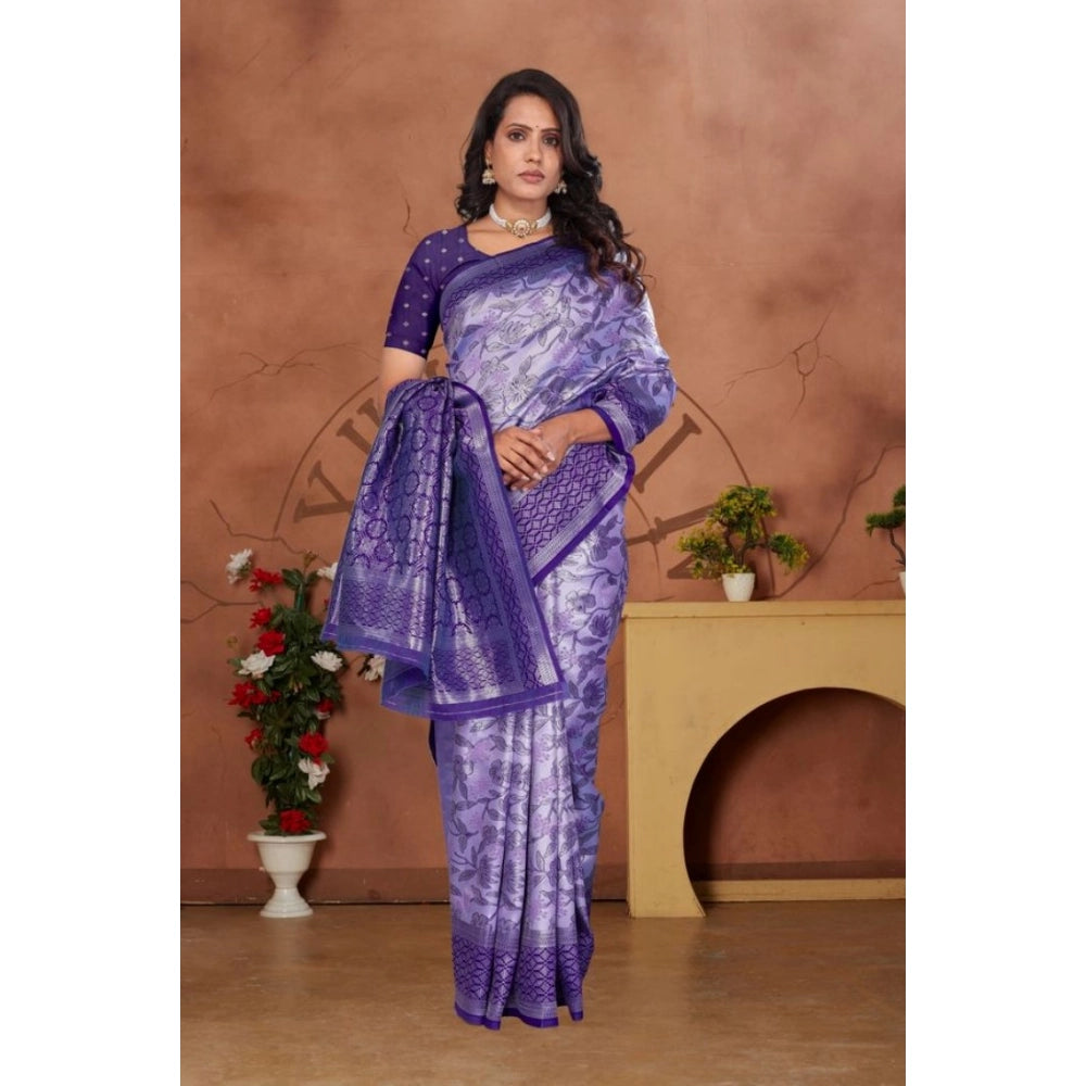 Women'S Banarasi Silk Jaquard Woven Saree With Unstitched Blou
