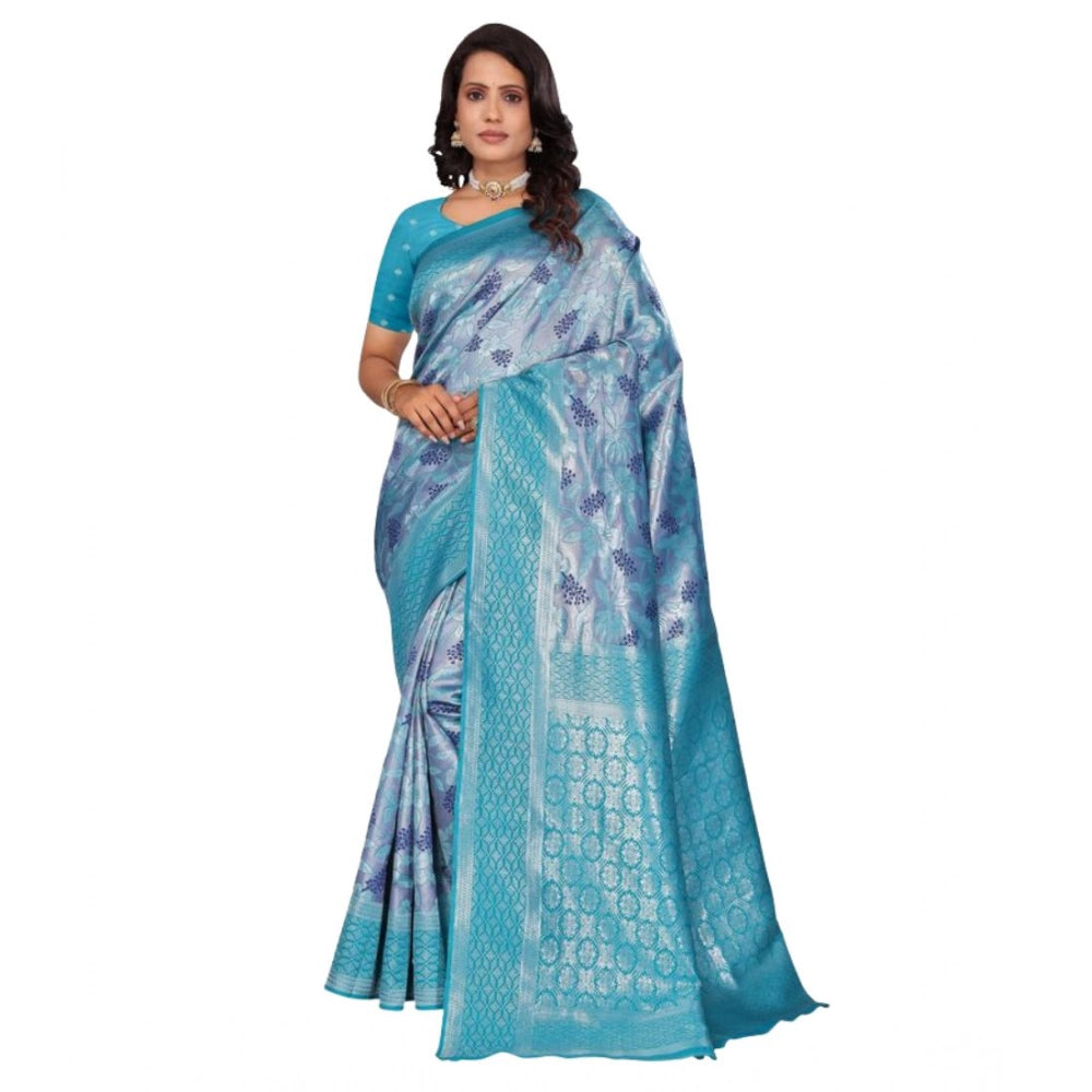 Women'S Banarasi Silk Jaquard Woven Saree With Unstitched Blou