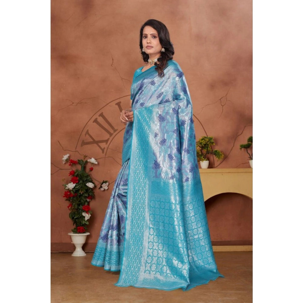 Women'S Banarasi Silk Jaquard Woven Saree With Unstitched Blou
