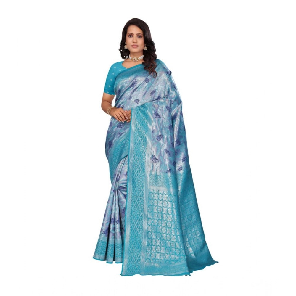 Women'S Banarasi Silk Jaquard Woven Saree With Unstitched Blou