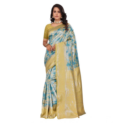 Women's Banarasi Silk Jaquard Woven Saree With Unstitched Blouse 5.5Mtr (Yellow)