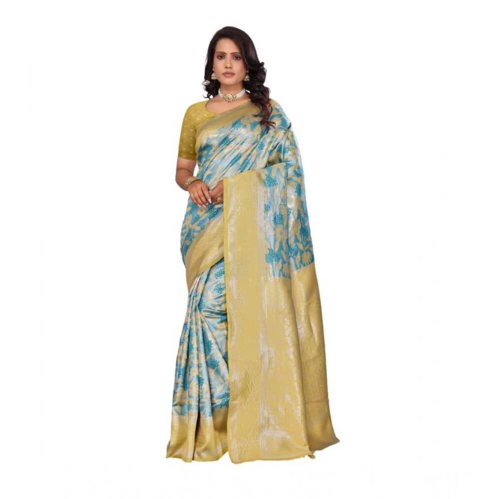 Women'S Banarasi Silk Jaquard Woven Saree With Unstitched Blou