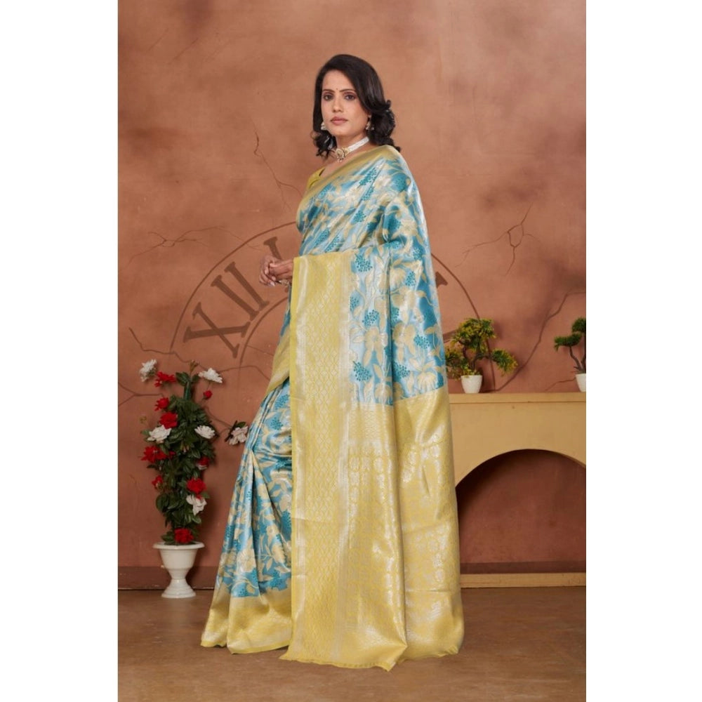 Women'S Banarasi Silk Jaquard Woven Saree With Unstitched Blou