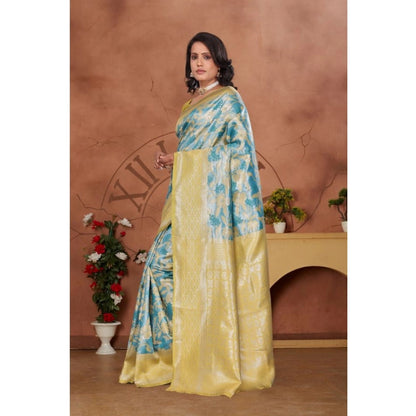 Women's Banarasi Silk Jaquard Woven Saree With Unstitched Blouse 5.5Mtr (Yellow)