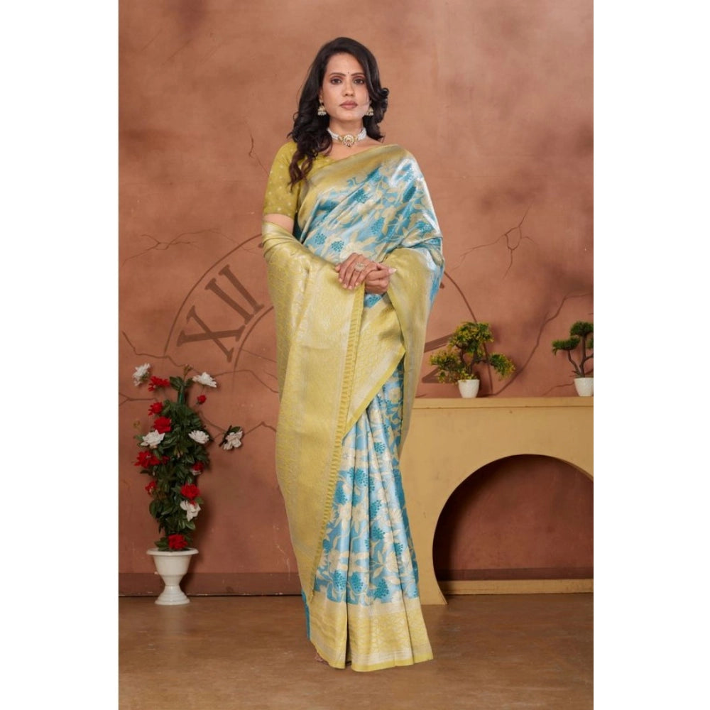 Women'S Banarasi Silk Jaquard Woven Saree With Unstitched Blou