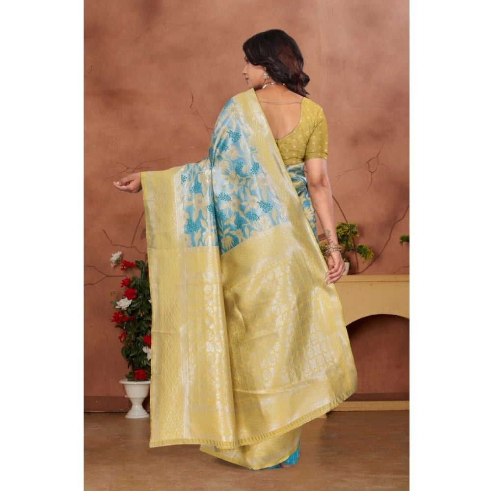 Women'S Banarasi Silk Jaquard Woven Saree With Unstitched Blou