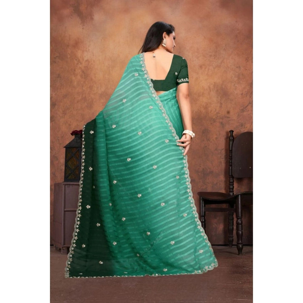Women'S Chiffon Embroidred Saree With Unstitched Blouse 5.5Mtr