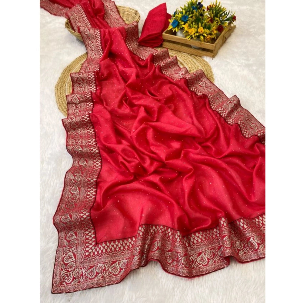 Women'S Silk Embroidred Saree With Unstitched Blouse 5.5Mtr (P