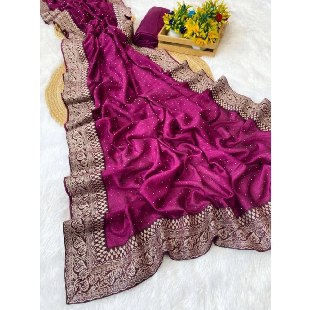 Women'S Silk Embroidred Saree With Unstitched Blouse 5.5Mtr (P
