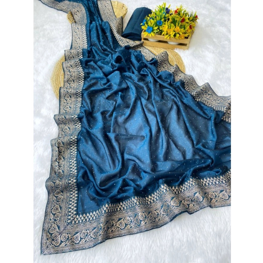 Women'S Silk Embroidred Saree With Unstitched Blouse 5.5Mtr (L