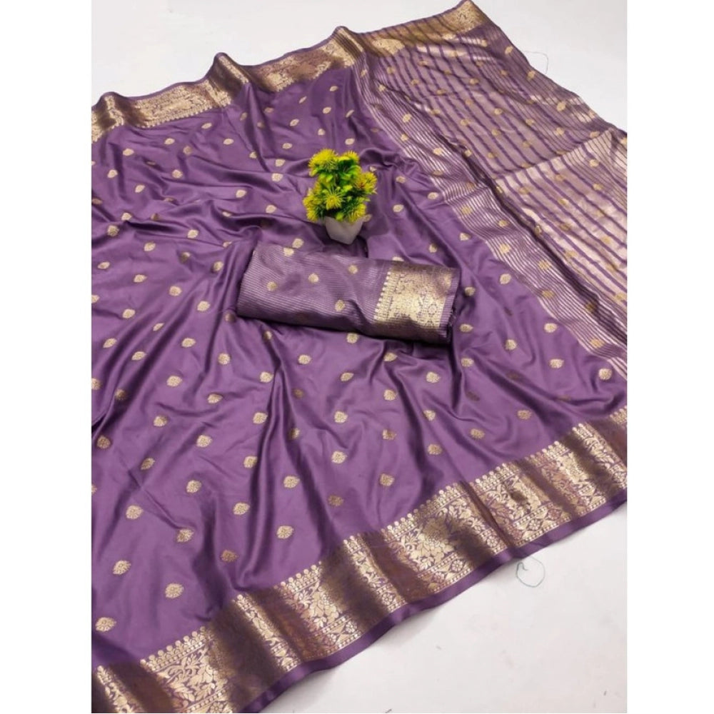 Women'S Jacquard Silk Jaquard Woven Saree With Unstitched Blou