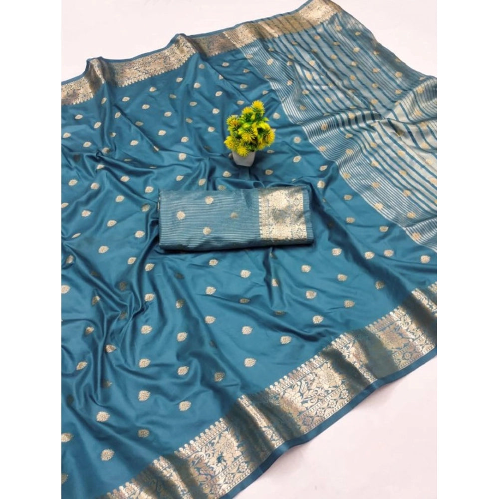 Women'S Jacquard Silk Jaquard Woven Saree With Unstitched Blou