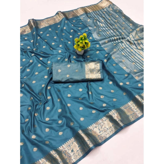 Women'S Jacquard Silk Jaquard Woven Saree With Unstitched Blou