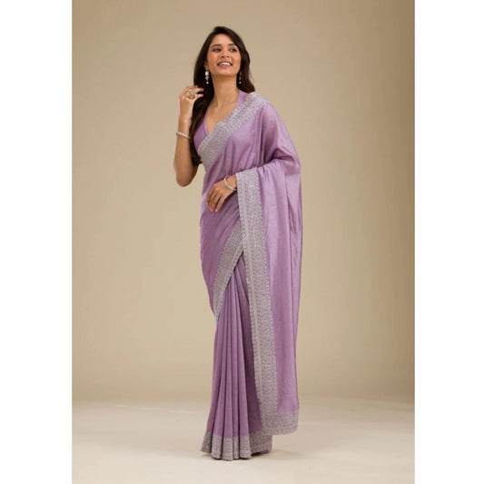 Women'S Silk Embroidred Saree With Unstitched Blouse 5.5Mtr (P