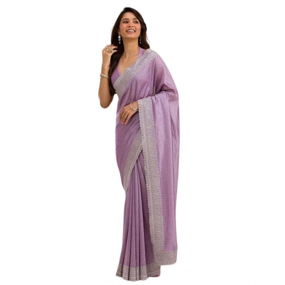 Women'S Silk Embroidred Saree With Unstitched Blouse 5.5Mtr (P