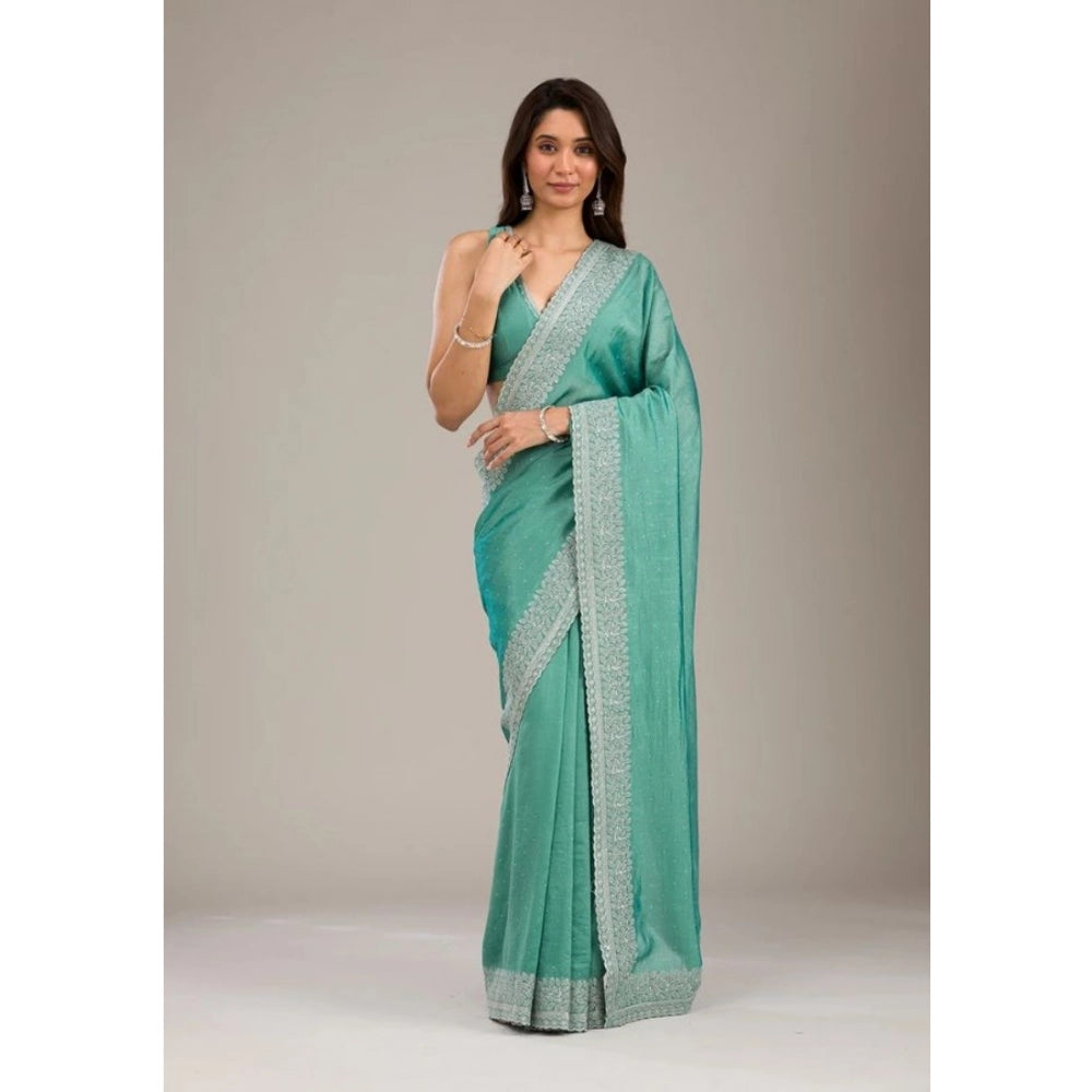 Women'S Silk Embroidred Saree With Unstitched Blouse 5.5Mtr (L