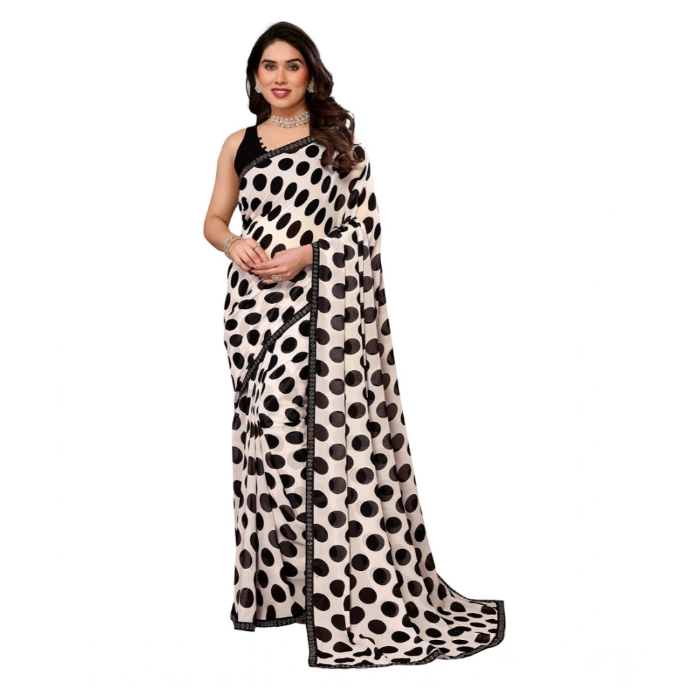 Women'S Georgette Printed Saree With Unstitched Blouse 5.5Mtr