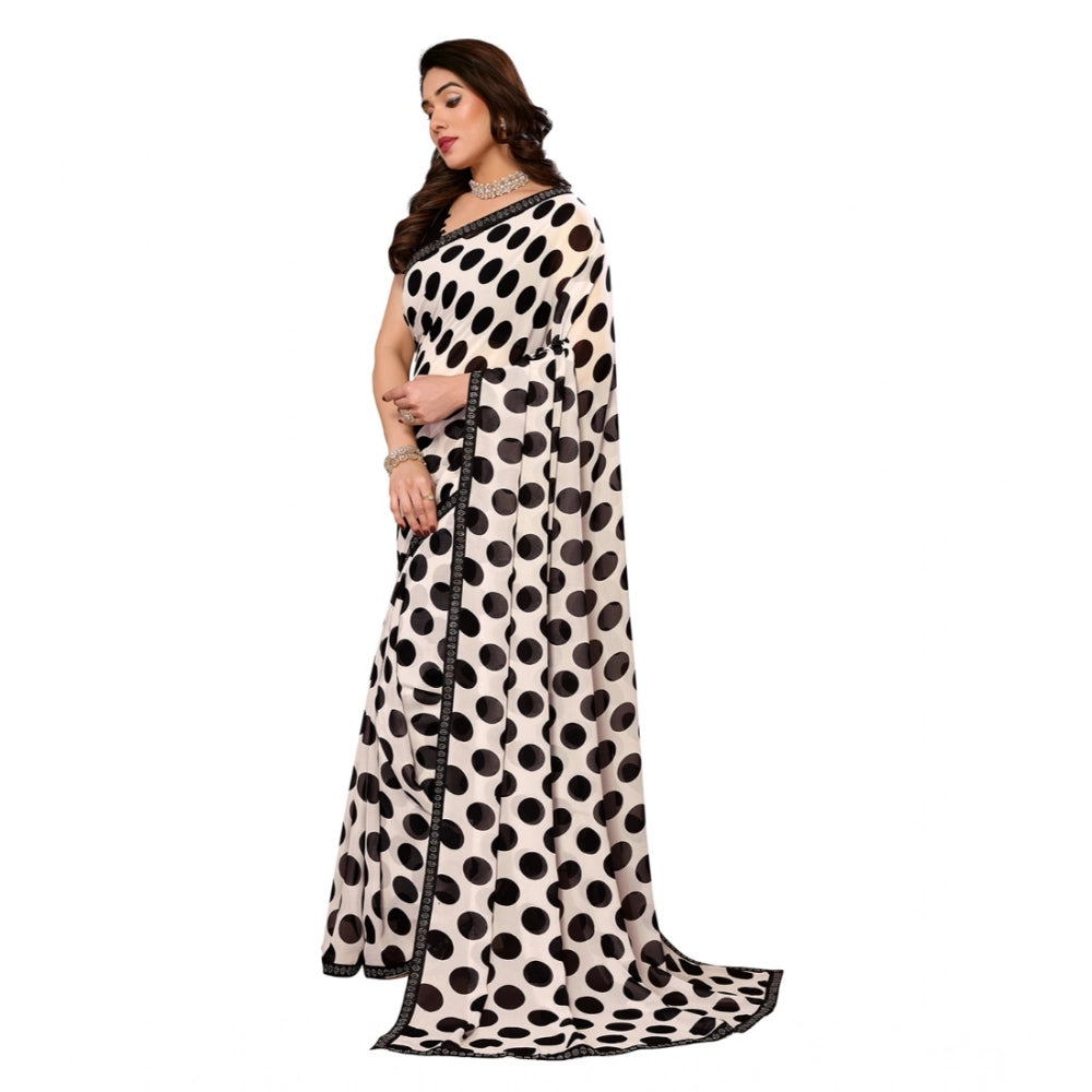 Women'S Georgette Printed Saree With Unstitched Blouse 5.5Mtr