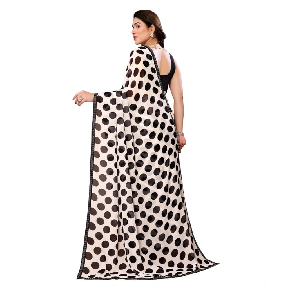 Women'S Georgette Printed Saree With Unstitched Blouse 5.5Mtr