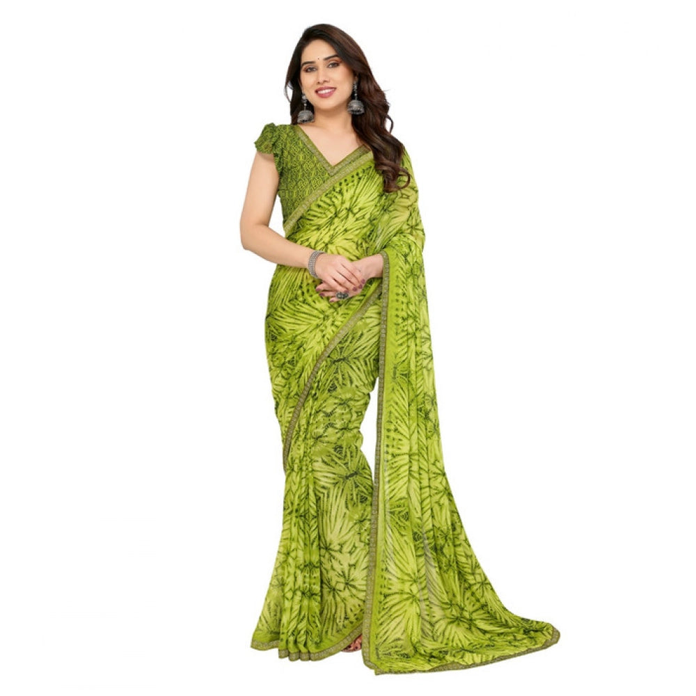 Women'S Georgette Printed Saree With Unstitched Blouse 5.5Mtr