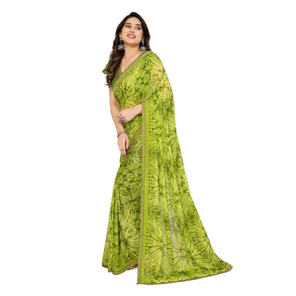 Women'S Georgette Printed Saree With Unstitched Blouse 5.5Mtr