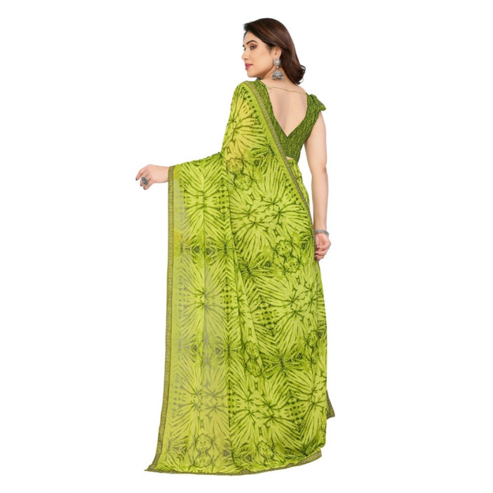 Women'S Georgette Printed Saree With Unstitched Blouse 5.5Mtr