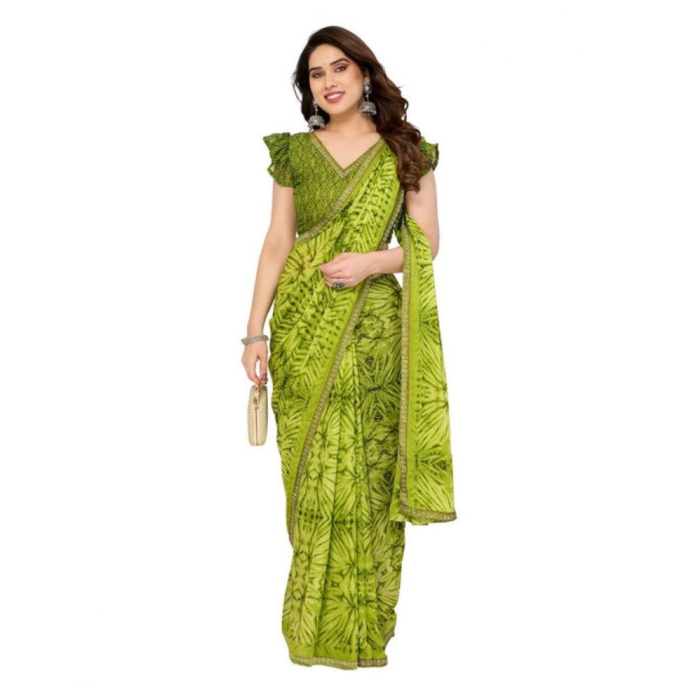 Women'S Georgette Printed Saree With Unstitched Blouse 5.5Mtr