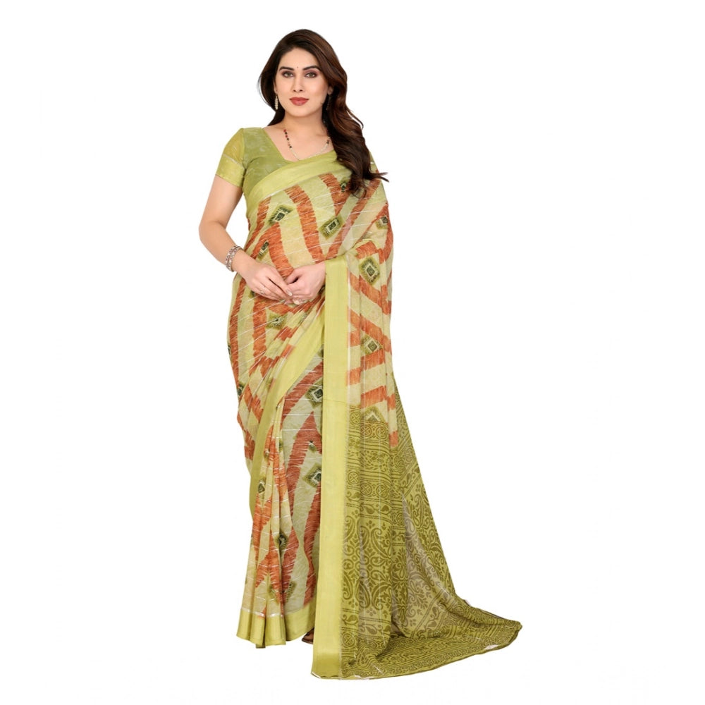 Women's Georgette Printed Saree With Unstitched Blouse 5.5Mtr (Multicolor) - VANSHELLE