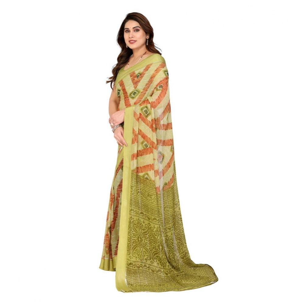 Women's Georgette Printed Saree With Unstitched Blouse 5.5Mtr (Multicolor) - VANSHELLE