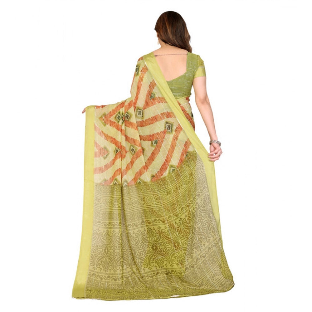 Women's Georgette Printed Saree With Unstitched Blouse 5.5Mtr (Multicolor) - VANSHELLE