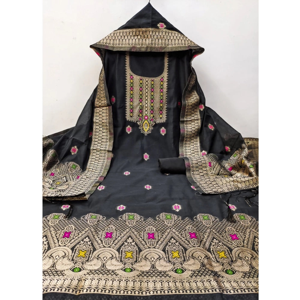 Women'S Banarasi Silk Printed Unstitched Salwar Suit Material