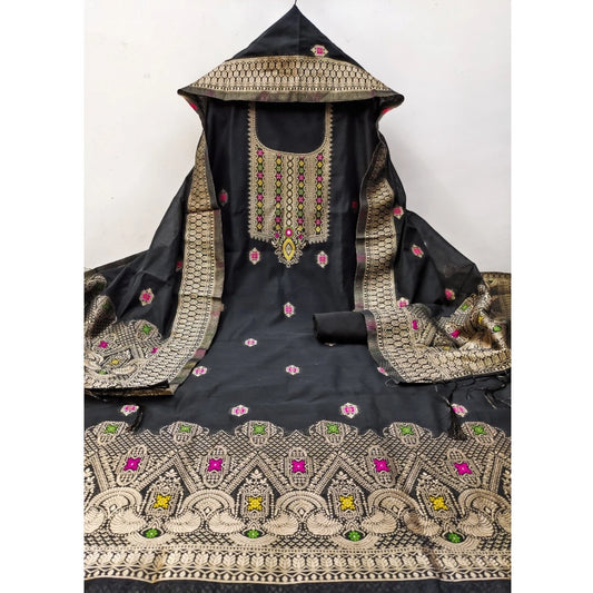 Women'S Banarasi Silk Printed Unstitched Salwar Suit Material