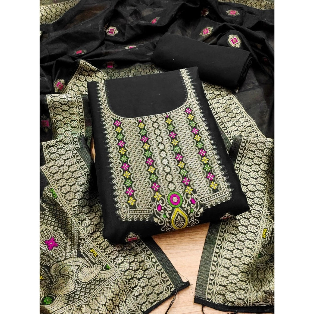 Women'S Banarasi Silk Printed Unstitched Salwar Suit Material