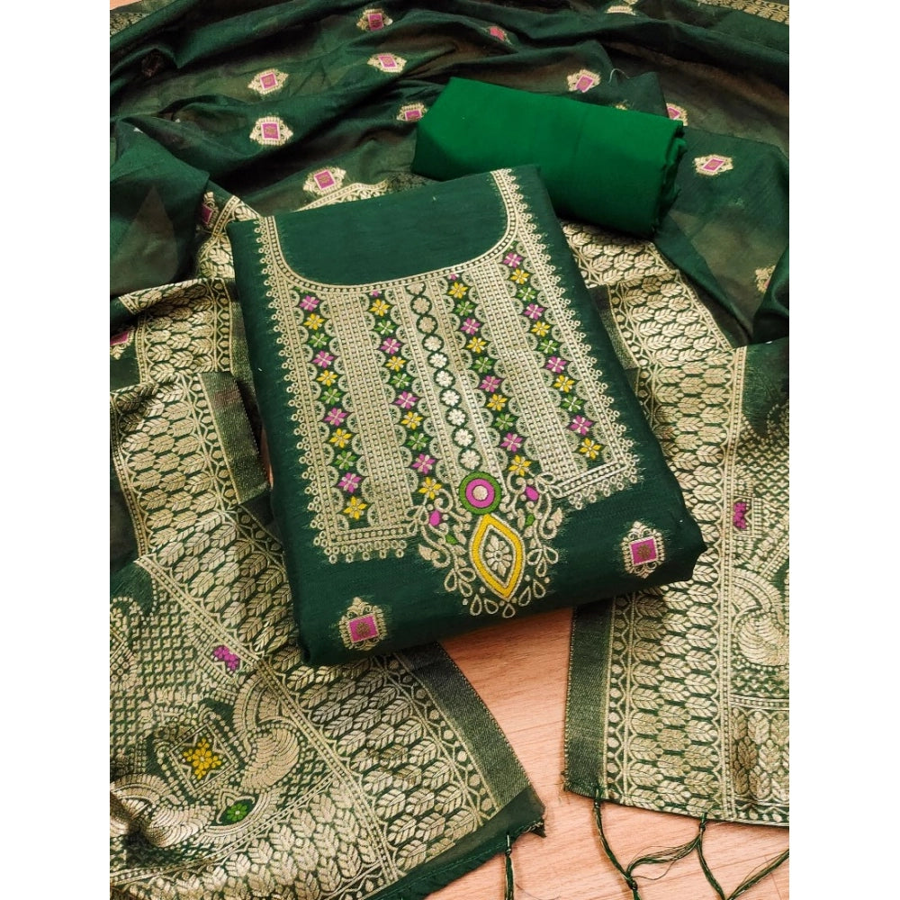 Women'S Banarasi Silk Printed Unstitched Salwar Suit Material